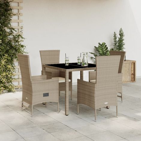 vidaXL Set da Pranzo da Giardino 5 pz con Cuscini Beige in Polyrattan (1/5)