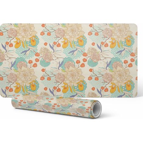 Protector de vinilo para empresas y oficinas, estampado floral retro, 90x45 cm.