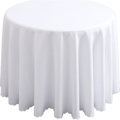CCYKXA Weiße runde Tischdecke – 240 cm – hochwertige Tischdecke für Hochzeit/Bankett/Restaurant/Party