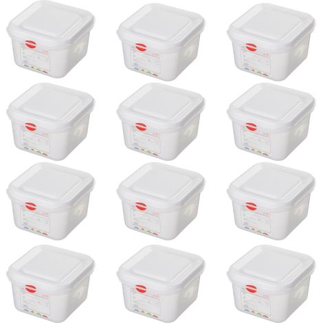 BRB Lot de 12 récipients gastronomiques GN1/6, L x l x H 176 x 162 x 100 mm, 1,7 l
