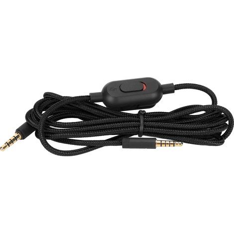 Geflochtenes Gaming-Headset-Kabel für Kopfhörer mit Lautstärkeregelung und Stummschalter, passend für Logitech G Pro X G433 G233, schwarz (1/5)