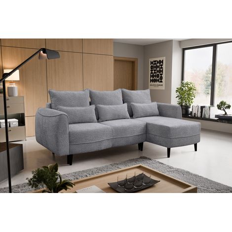 Ecksofa Selio mit Schlaffunktion und Bettzeugcontainer Grau Rechts (1/5)