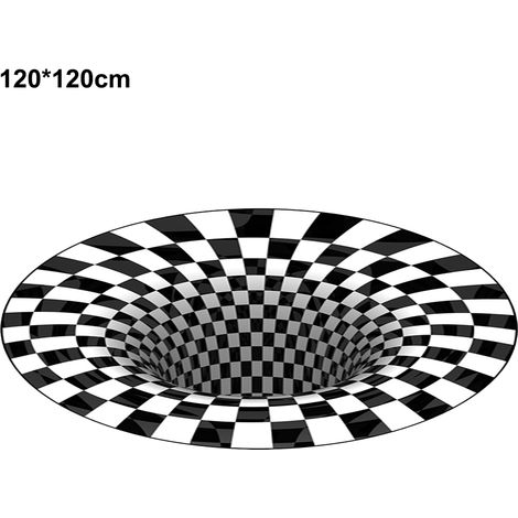 Moquette ronde 3D effet optique, tapis de salon pour table basse, paillasson décoratif pour chambre à coucher, salle à manger et bureau.