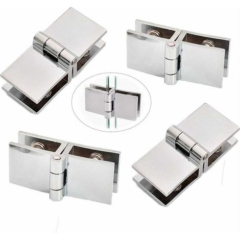 Stück Glastürscharniere, Glastür-Clipscharnier, Türklemmscharnier (180 Grad), Klappglas-Scharnier aus Zinklegierung für 5–8 mm Badezimmer-Glastüren (1/4)