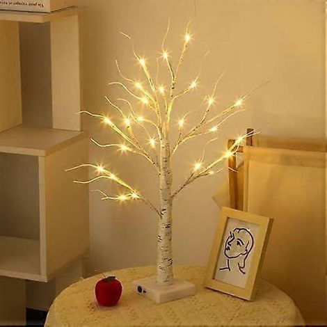 Guirlande lumineuse LED blanc chaud pour sapin, 60 cm (2 pi), imitation bouleau, avec 24 LED, alimentation USB/piles, branches (1/4)