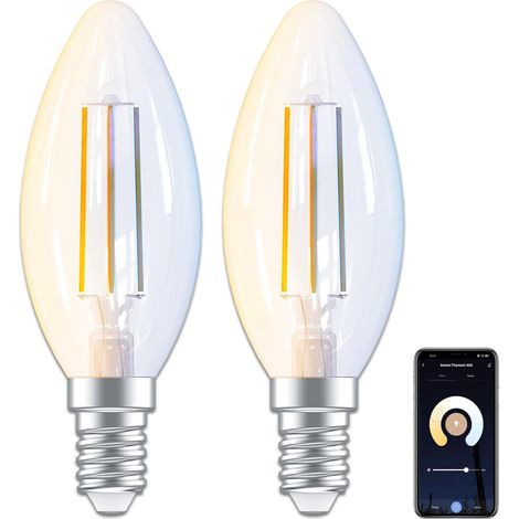 Ampoule Connectée Alexa E14 C35 4,5W 470LM Ampoule LED Intelligente 2700K-6500K Compatible avec Alexa, Google Home, Smart Life APP, 2PCs (1/5)