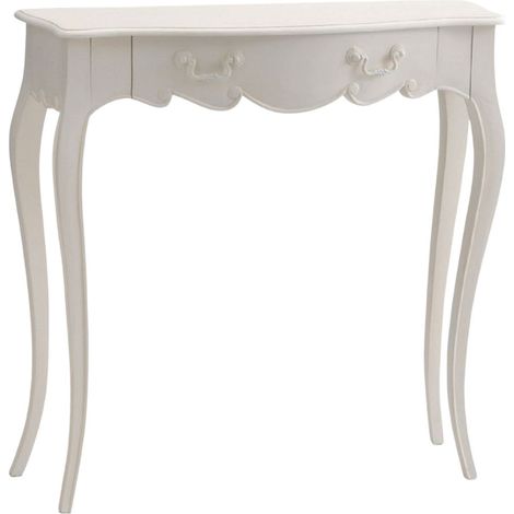Amadeus - Console demi-lune en acajou blanc cassé L80 cm Apolline (1/3)