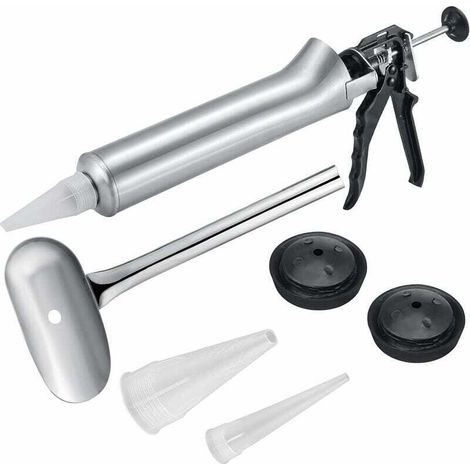 Stainless steel tile grouting gun, cement grouting gun for the construction industry with 2 different nozzles (1/5)