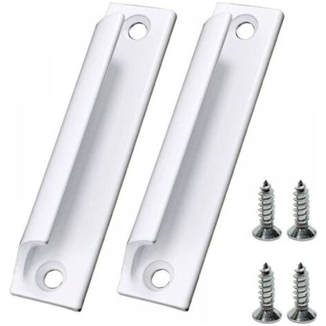 2 Pièces Poignée Blanc de Porte Coulissante Poignée Meuble en Alliage d'Aluminium Poignée de Fenêtres avec Vis (1/4)
