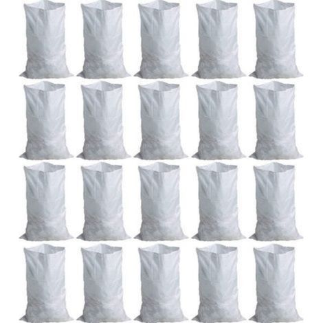 Lot de 20 sacs tissés blancs, 65X110CM, pour contenir du sable, du gravier, de la terre, idéal pour la construction et le stockage
