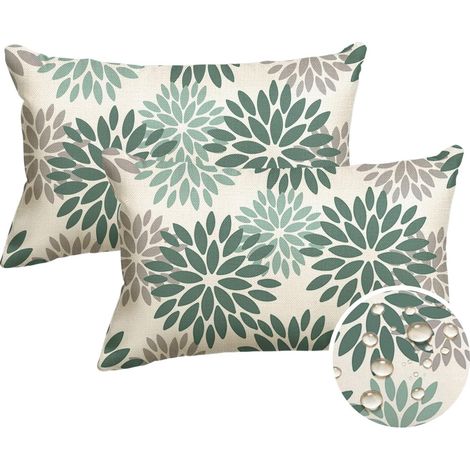 Housses de Coussin Extérieur Imperméables Lot de 2, 30x50cm Housse de Coussin Décorative pour Canapé Salon Jardin (1/5)