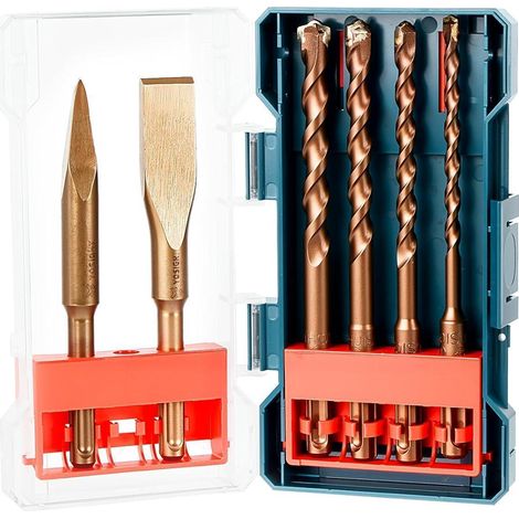 Bohr- und Meißelset SDS-Plus 6-tlg 6-12 mm inkl Flach Spitzmeißel (1/5)
