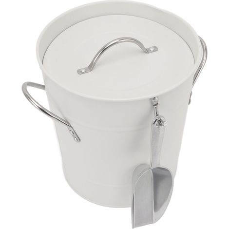 Seau à glace rond avec pelle à glace, en tôle galvanisée, bac à glace pour bière, idéal pour le bar et la maison (blanc).
