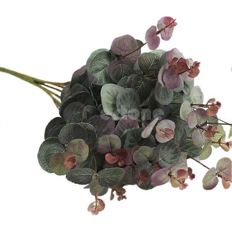 Bouquet Artificiel Eucalyptus 50cm, Tige de Fleurs Rouges et Vertes, Déco Fausse Branche de Gomme pour Vase, Ornement Durable.
