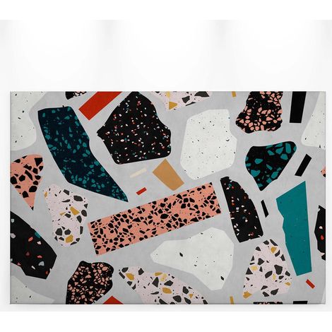 Tableau salle de bain multicolore style terrazzo | Tableau sur toile moderne pour déco salon | Tableau cuisine original 0,9 x 0,6 m (1/5)