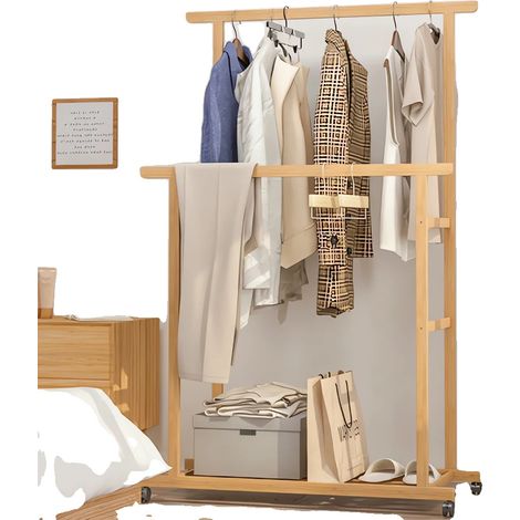 Porte-vêtements, Matériau en bambou, Design moderne, Jaune (1/5)