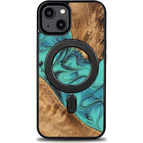 Coque Bewood Unique pour iPhone 14 - Turquoise avec MagSafe (1/5)