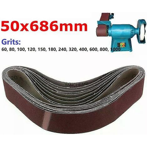 Bande abrasive 686 x 50 mm en oxyde d'aluminium, grain 80-1000, pour ponceuse, polissage des métaux et du bois, accessoires pour meuleuse (1/5)
