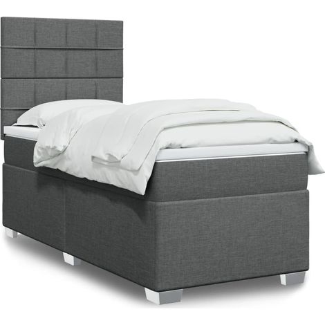 Boxspringbett mit Matratze Dunkelgrau 100x200 cm Stoff