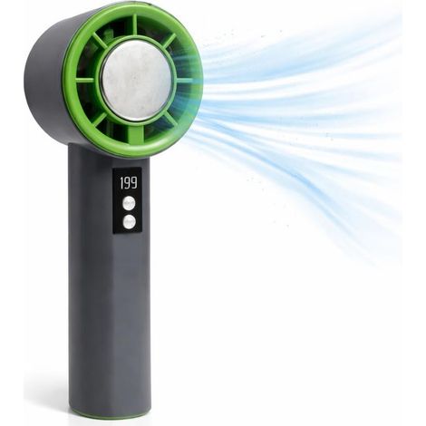Handventilator mit integrierter Kühlfunktion bis zu 5°C - Mini-Taschenventilator mit USB-C-Aufladung und tragbar (grau/grün) (1/5)