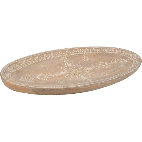 Centro de mesa de madera pintado artesanal marrón 35,5x20x2,5