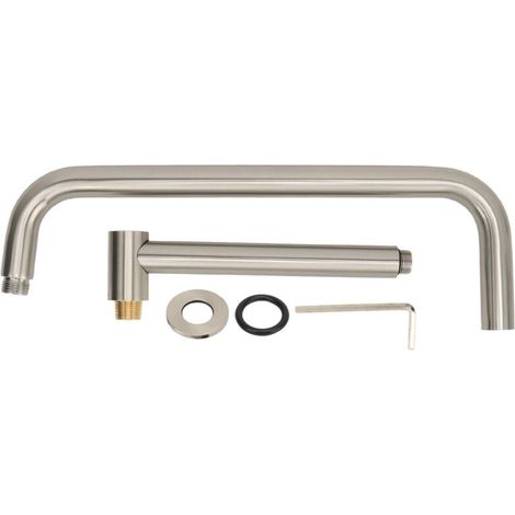 Prolunga per soffione doccia con flangia, braccio doccia a S, staffa a parete, tubo doccia girevole in acciaio inox per bagno spazzolato