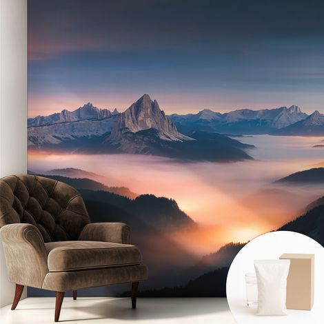 Tapete Vliestapete mit Kleber - Wanddekoration - Wandfolie - 3D Tapete Wand - Wohnungsdeko Aufgehende Sonne 250x250 cm (1/5)