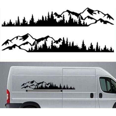 Black 2-Piece Car Sticker Mountain Forest Vinyl Car Sticker Truck Window Bumper Car Door Sticker Kayak Decorative Vinyl Body Sticker (1/5)