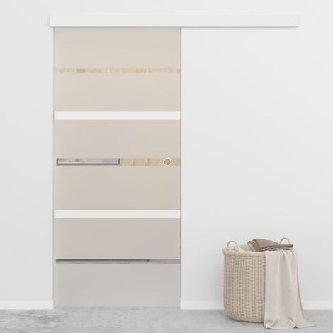 Porte coulissante,Porte glissante pour l'Intérieure Verre ESG et aluminium 90x205 cm Argenté VDVM823779 (1/5)