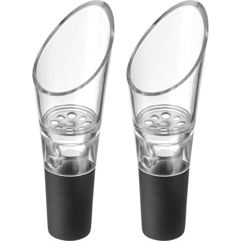 Set of 2 High Quality Wine Pourer Pourers with Aeration, Suitable for Many Wine Bottles, Good Seal, Plastic, Stainless Steel, Set of 2 (1/5)