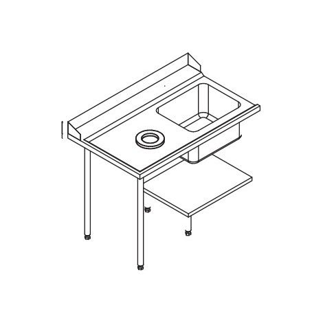 Table de Prélavage Lave-Vaisselle à Capot avec Vide-Ordures - Accrochage à Gauche - L 1200 mm - Elettrobar (1/4)