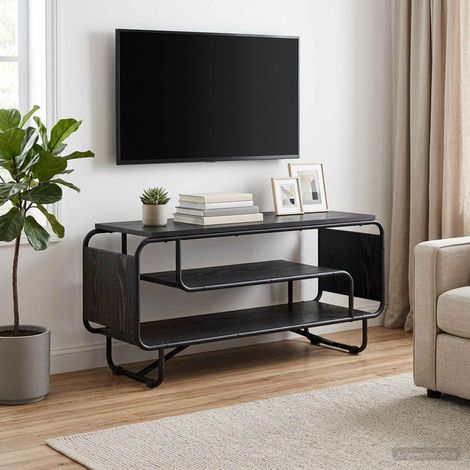 vidaXL Soporte de TV 98 x 36 x 45 cm Roble Negro Madera de ingeniería (1/5)