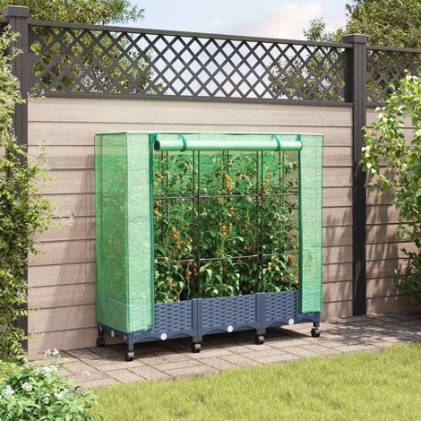 Teenpull – Gartenplanter mit Gewächshausabdeckung und Rädern 3 Stk. PP (1/5)