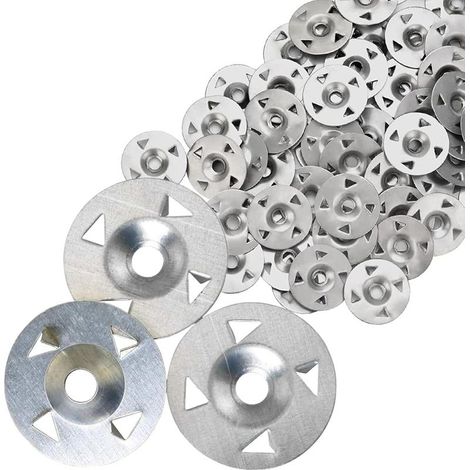 Lot de 200 rondelles à 4 griffes - Diamètre de fixation en acier galvanisé - Pour plaques de plâtre - Isolation extrudée - Panneaux de fond (1/5)