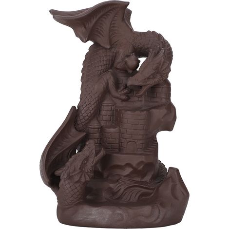Encensoir à contre-courant en forme de dragon, brûle-parfum cascade en grès violet, décoration maison. (1/5)