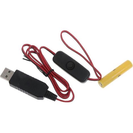 Câble d'alimentation factice AAA de 2 m avec interrupteur pour thermomètre-hygromètre jouet - Modèle USB (1/5)