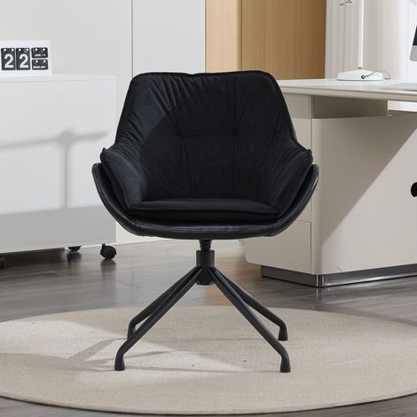 Fauteuil de bureau noir en simili cuir avec pivotement 360° et retour automatique (1/5)