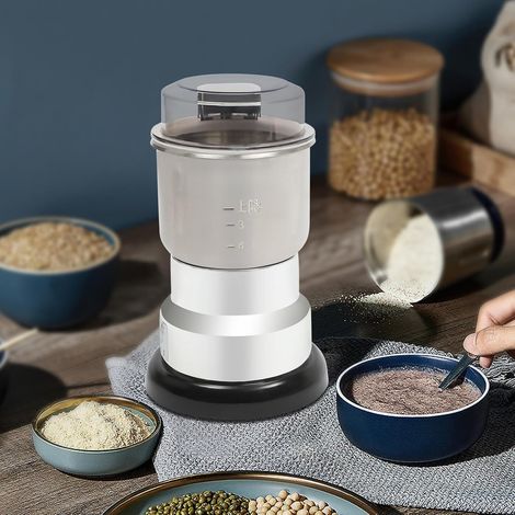 500ML Kaffeemühle Elektrisch & Coffee Grinder aus Edelstahl, 300W Gewürzmühle Kaffe Mahlwerk mit Bürste & Löffe, Elektrische Getreidemühle für Kaffeebohnen, Getreide, Gewürze