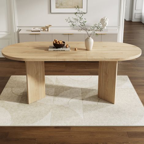 Table à manger 200 x 90 cm pour 6 à 8 personnes, MDF, chêne DESVIAE (1/5)