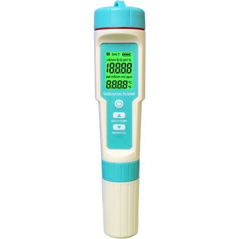 Lntyq Testeur De Qualité de L'eau, Testeur PH Mètre 7 en 1 et PH/TDS/SALT/ORP/S.G/TEMP/EC, PH-mètre Avec Écran LCD, Pour Eau Potable, Piscine, Aquariums, Hydroponie (1/5)