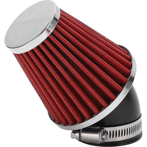 Filtro de aire, limpiador de ajuste de cono de curvatura de motor de 45 grados, diámetro interior de 48 mm para motocicleta, ATV, Pit Bike, Mini Bicicleta (rojo). (1/5)