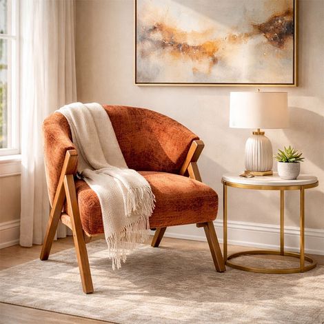 Fauteuil Ecureuil Akena velours orange 68x72x70cm (1/2)