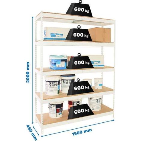 Estanteria 2000x1500x450 SIMONFORTE 1504/5 CHIPBOARD BLANCO/MADERA marca SIMONRACK (1/2)