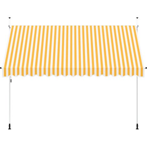 Auvent Marquise rétractable manuel, Store Banne pour Jardin Balcon Terrasse, 350 cm Rayures oranges et blanches OIB2893E (1/4)