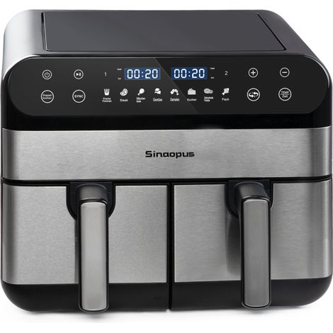 Friteuse à air 10 L XXL à double compartiment, 2400 W, écran LED, noire (1/5)
