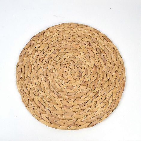 runde Platzsets aus Wasserhyazinthe, 30 cm Durchmesser, hochwertige, gewebte Platzsets aus Weide, Untersetzer, isolierende und hitzebeständige Platzsets (1/5)