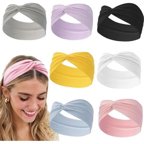 Fascia per capelli - 7 pezzi - Donna - Elastica - Comoda - Design con nodo intrecciato (1/4)