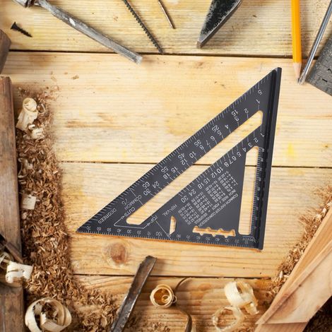Schwarzes Dreiecklineal aus Aluminium für Holzbearbeitung, rechtwinkliges Lineal, Winkelmesser 0–7 Zoll, 90° (1/5)