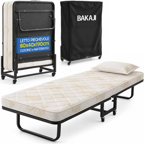 Letto Singolo Pieghevole Cuscino Copertura Brandina Materasso H10cm 80x40x190cm (1/5)