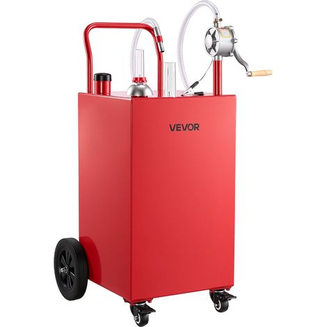 Chariot Carburant 151,4 L Réservoir à Carburant Mobile Pompe Manuelle, Réservoir en Acier au Carbone, avec 4 Roues et Tuyau, pour Essence et Diesel, Voiture, Tondeuse, Quad, Moto, Bateau, Rouge (1/5)